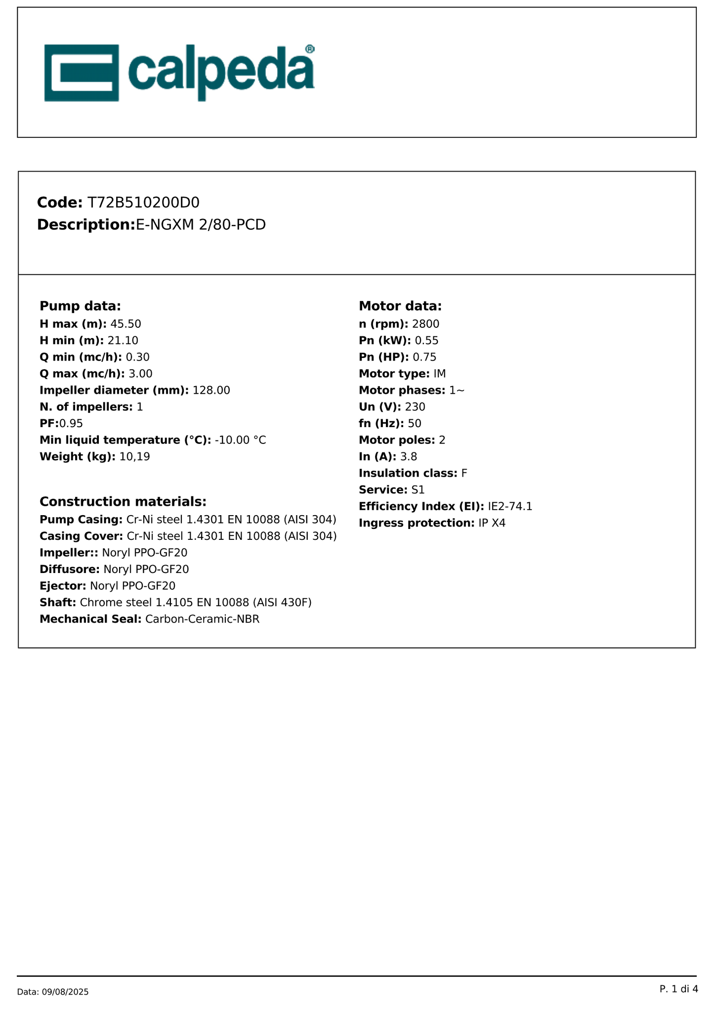 Hidrofor electronic Calpeda E-NGXM2/80