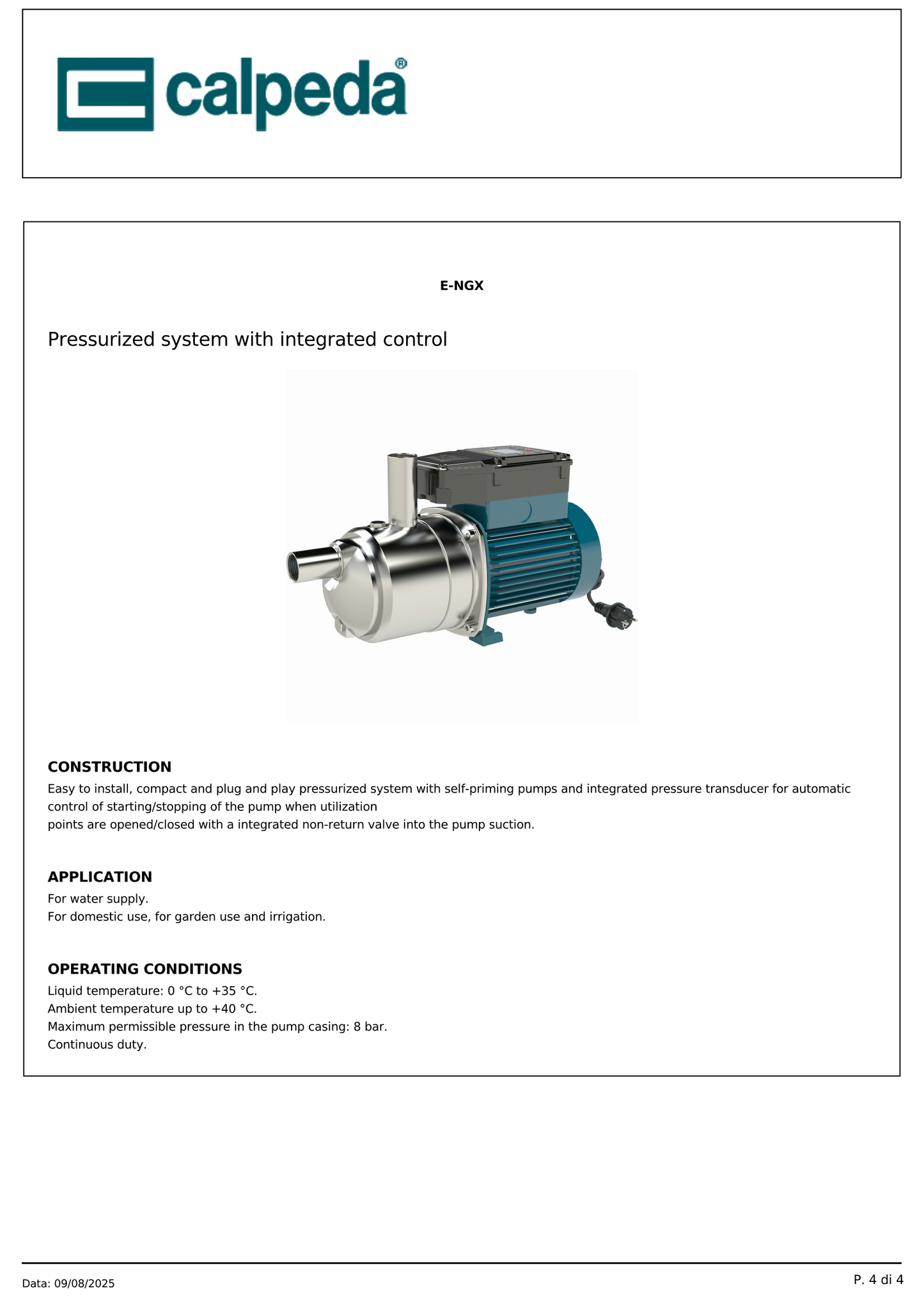 Hidrofor electronic Calpeda E-NGXM2/80